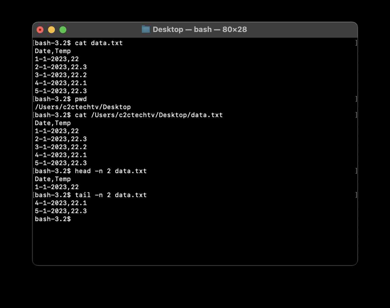 Display the Contents of a file using Bash Commands